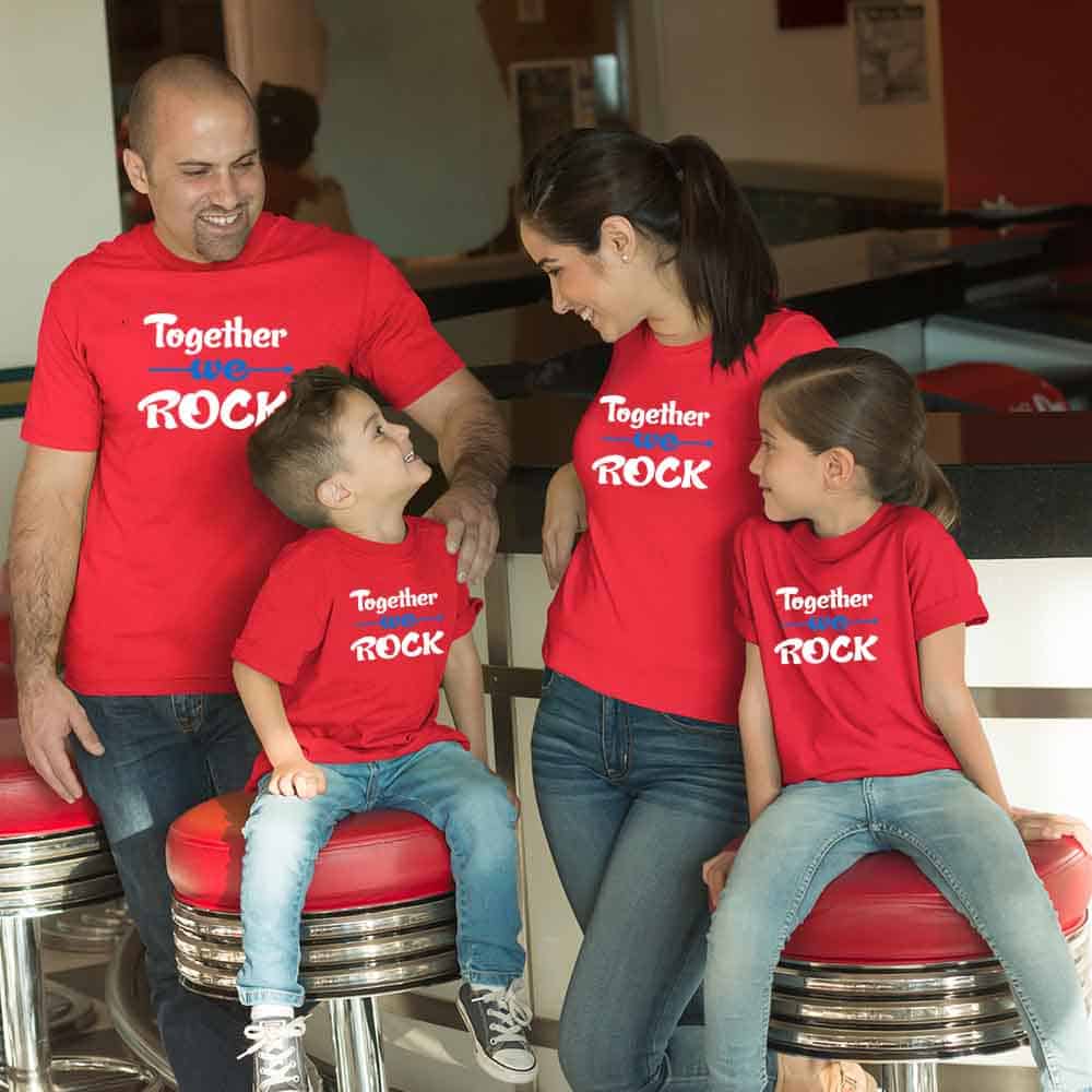 Together We Rock Matching Family T-Shirts Set of 3 and 4 for Mom, Dad, Son & Daughter