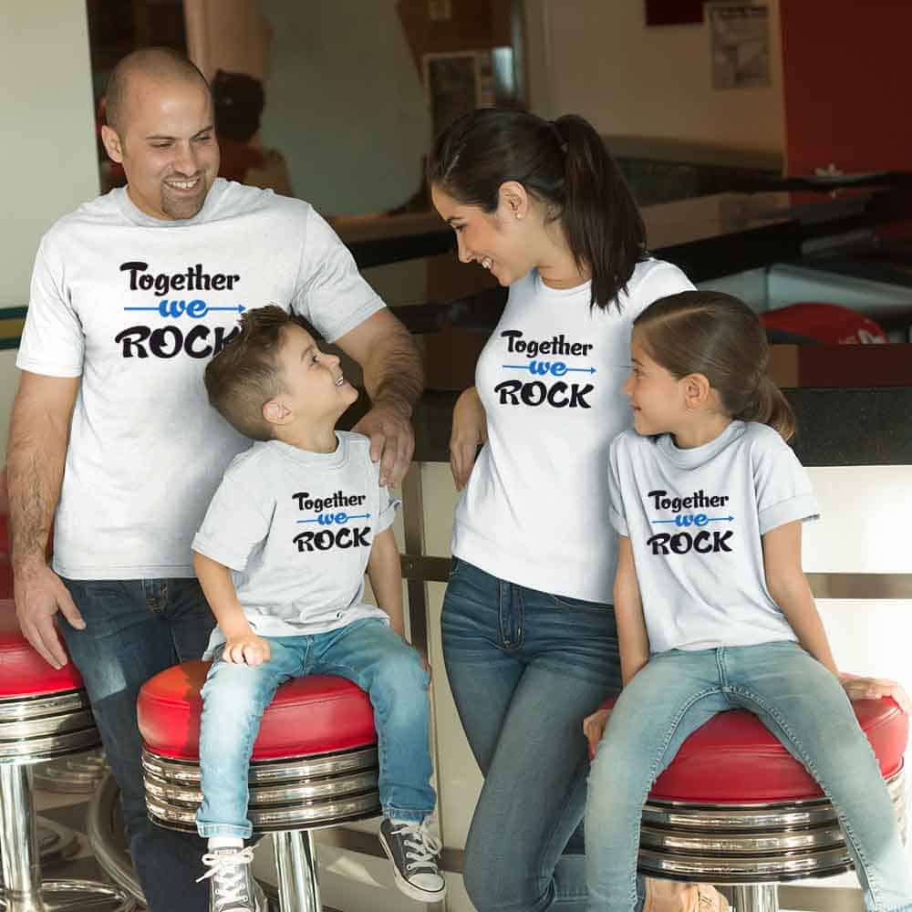 Together We Rock Matching Family T-Shirts Set of 3 and 4 for Mom, Dad, Son & Daughter