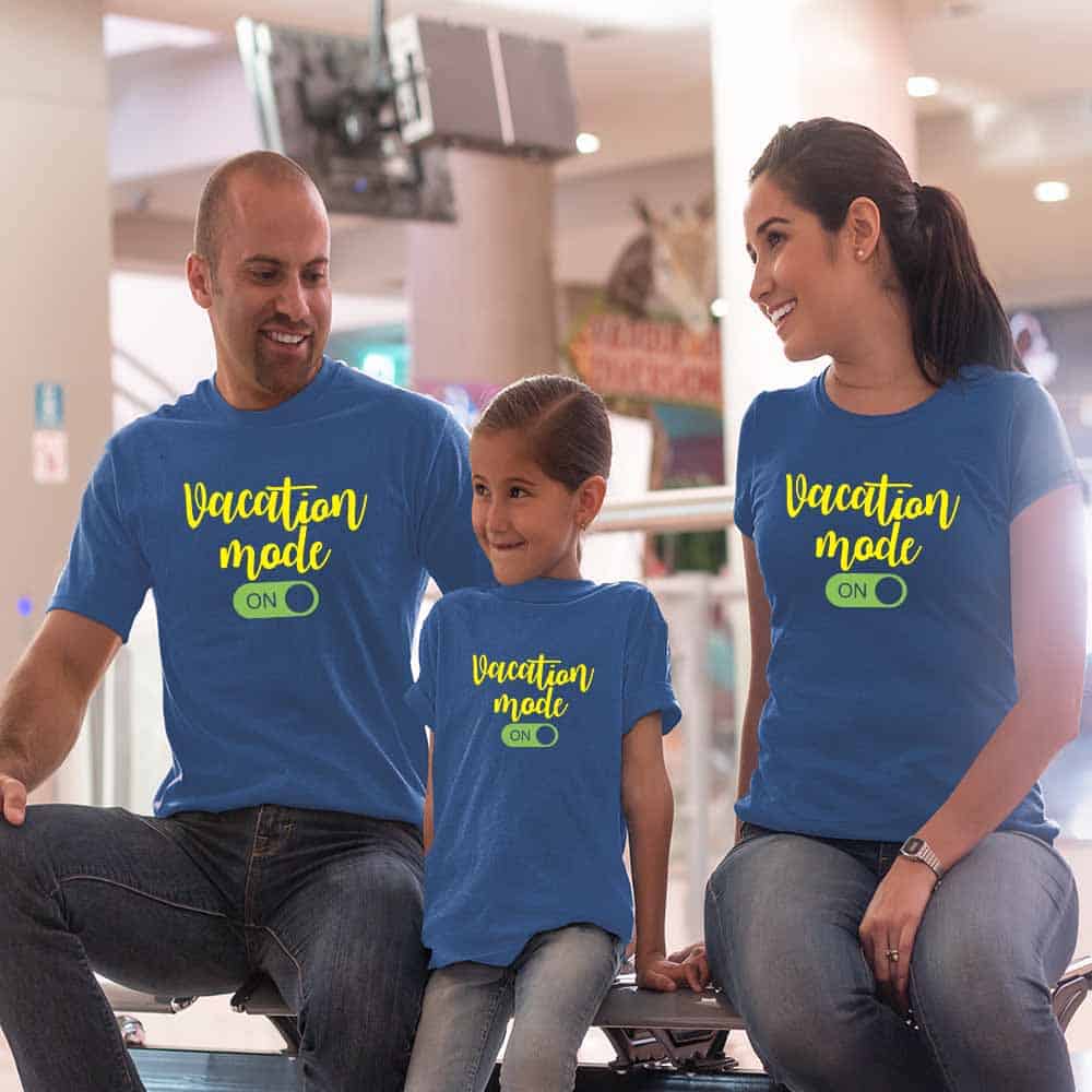 Vacation Mode On Family T-Shirts Set of 3 & 4 for Son, Mom, Dad & Daughter