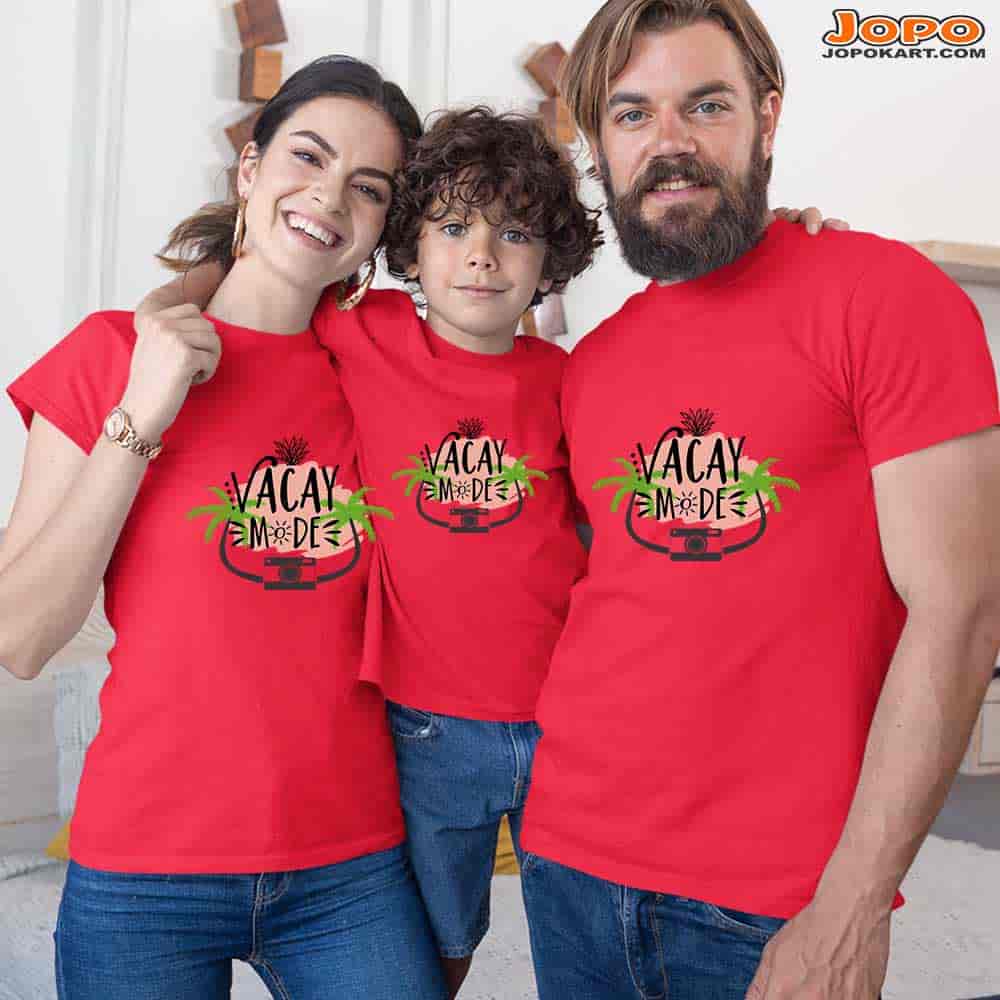 Vacay Mode Matching Family T-Shirts Set of 3 & 4 for Son, Dad, Mom, & Daughter