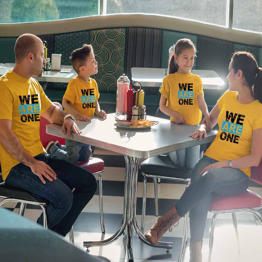 We are One Family T-Shirts Set of 3 & 4 for Mom, Dad, Son, & Daughter