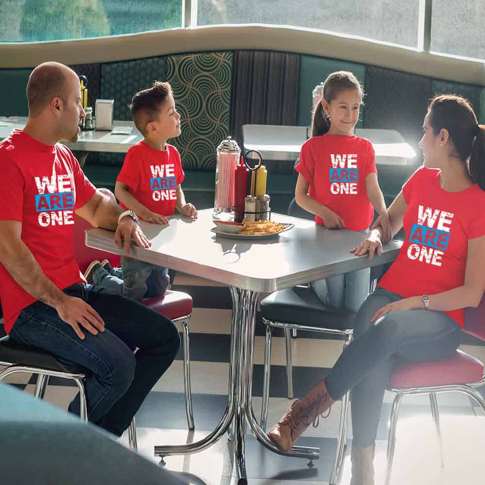 We are One Family T-Shirts Set of 3 & 4 for Mom, Dad, Son, & Daughter