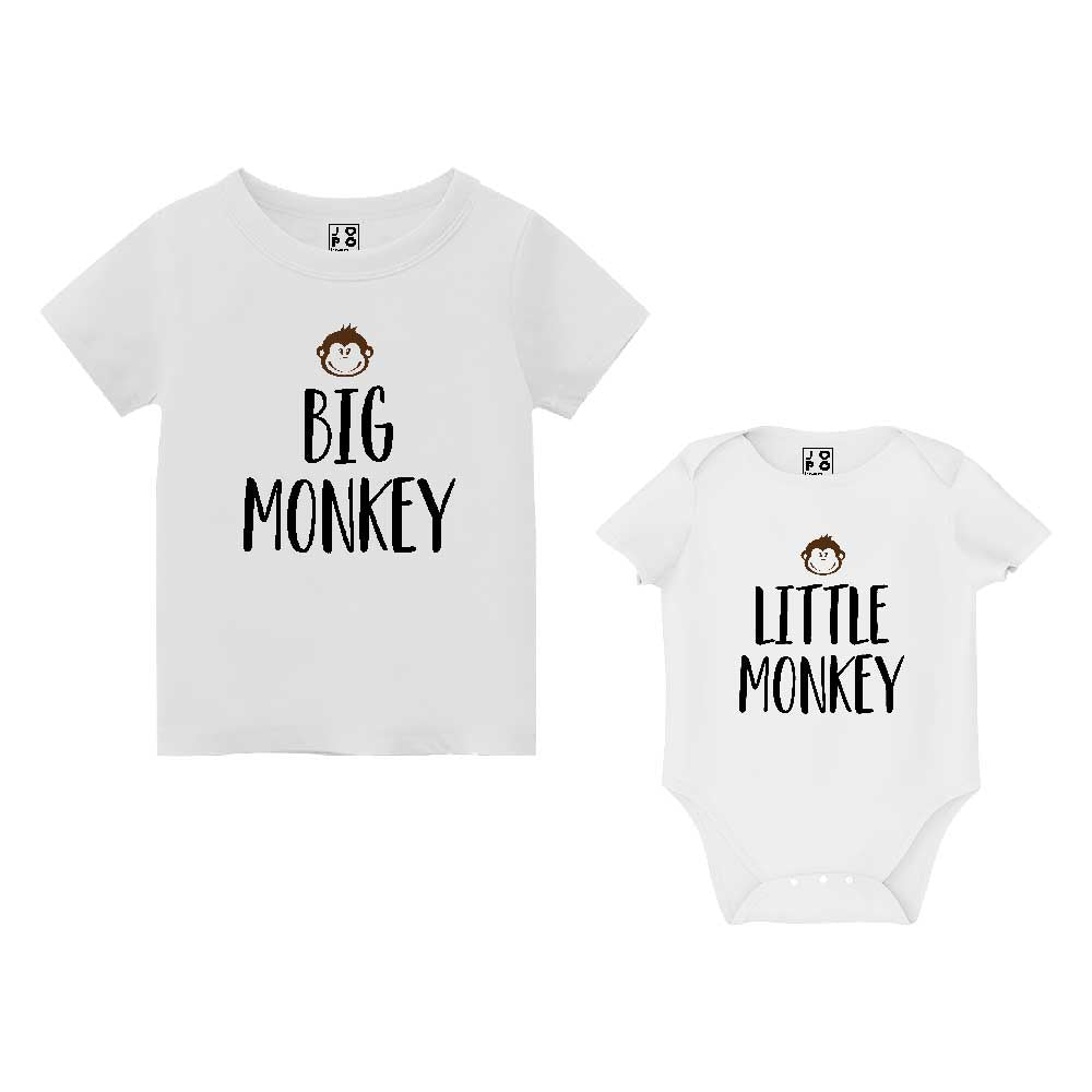 Customised Big Monkey T Shirt and Little Monkey Romper